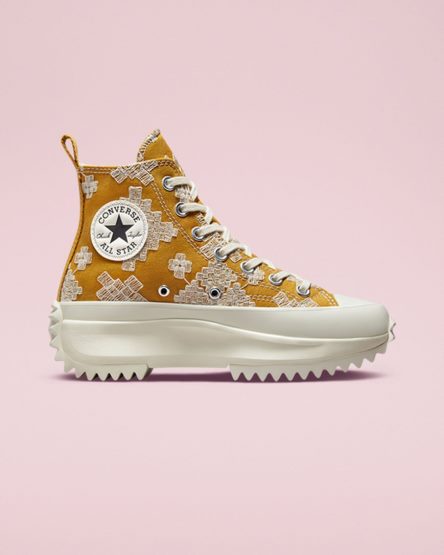 Topanky Na Platforme Converse Run Star Hike Tonal Embroidery Vysoke Damske Zlate | SK CFPNH1